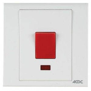Double Pole Isolator 45A with Neon White for 3x3 Box
