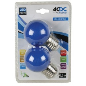 Blue E27 Ball Lamp 230VAC 0.6W - 2 Pack
