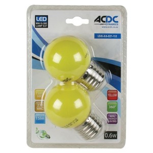 Yellow E27 Ball Type Lamp 230VAC 0.6W - 2 Pack