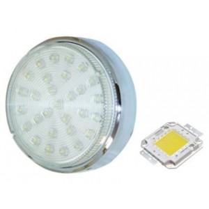 Yellow 230V Stainless Steel LED Lamp 78.5mm Diameter
