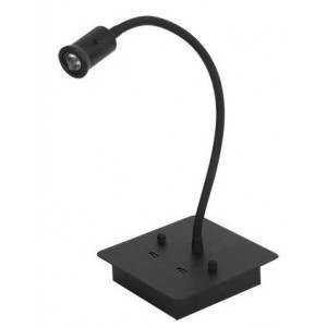 240VAC 1W LED Aluminium Wall Light Fitting Black with 2 x USB