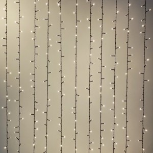 Warm White LED Curtain Light with White Wire (240V- 2x1.5M Drop)