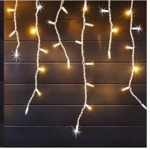 LED Icicle Warm White and Daylight Twinkle 5M x 1M Clear Wire 230VAC