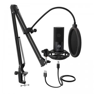 Fifine T669 Cardioid USB Condensor Microphone Arm Desk Mount Kit - Black