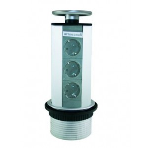 Pop Up Aluminium Power Module with Schuko Sockets