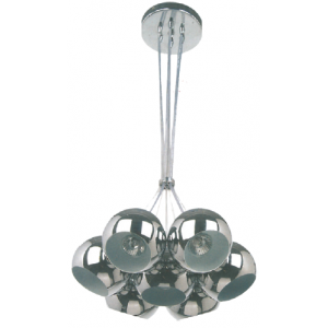 230V 7x60W E14 Pendant Steel and Aluminium Chrome