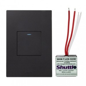 1 LEVER PUSH BUTTON &amp; 500W DIMMER 2X4 BLACK ORION PRE-ASS.
