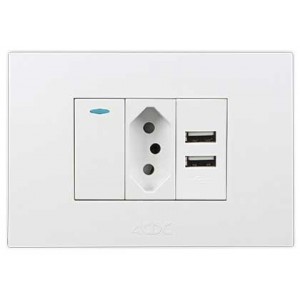 N-Type Switch and USB Outlet 2X4 White Orion Pre-Assembled