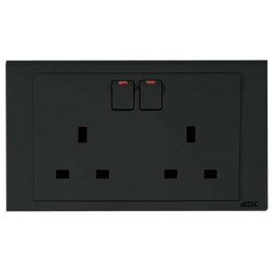 Orion 2 x 13A 3-Pin UK Switched 3x6 Socket Black
