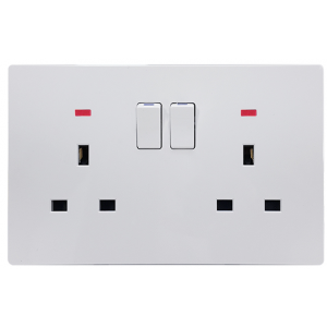 White Orion 3X6 Switched 13A 3-Pin UK Socket - 2 Pack