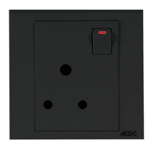 Orion 1x 13A 3-Pin SA Switched 3x3 Socket - Black