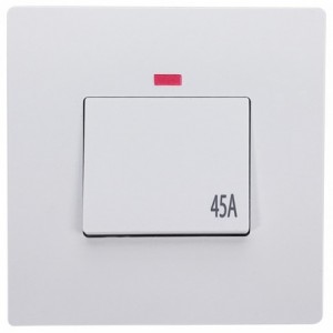Orion 45A Double Pole Isolator Switch with Neon (3x3- White)