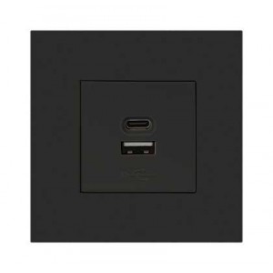 Orion 3x3 Black Pre-Assumed USB Charger with USB-C and 2.1A Port