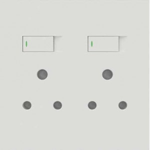 2X 16A Switched Socket 4X4 Mono Block White Orion