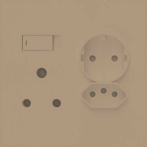 16A N-Type Schuko 4x4 Mono Block Champagne Orion