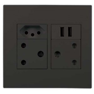 Orion Pre-Assisted 4x4 Black Socket Outlet with USB and SA 16A