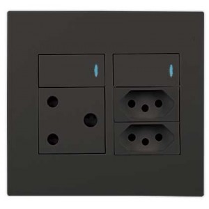 Black Orion 4x4 Pre-Insulated Switch Outlet with 1x SA 16A and 2x N-Type SA Sockets