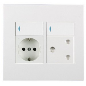 Schuko 16A Switched Outlet 4x4 White Orion Pre-Assembled