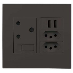 16A Switched Socket with 2X N-Type and USB 4X4 Slate Orion Pre-Assembled