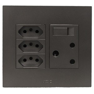 16A Switched Socket with 3X N-Type 4X4 Slate Orion Pre-Assembled
