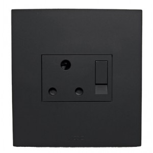 16A Switched Socket Outlet 4X4 Black Orion Pre-Assembled