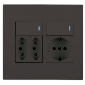Schuko and 2x N-Type Switched Socket 4x4 Slate Orion Pre-Assembled