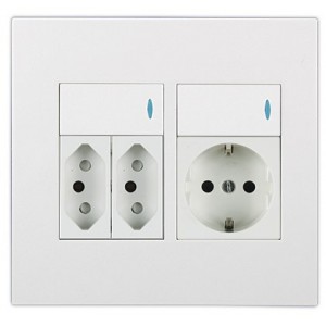 White Orion Pre-Assembled 4X4 Switched Socket with Schuko and N-Type