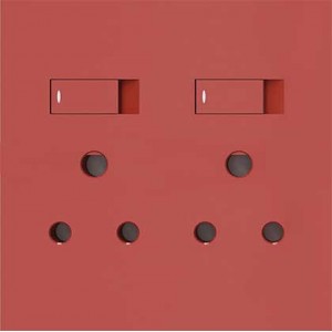 2X 16A Dedicated Red Switch Plate 4X4 Mono Block White Orion