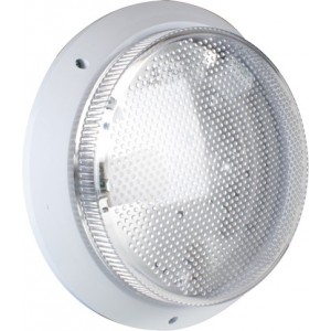 E27 White Plastic Bulkhead With Clear Diffuser IP54