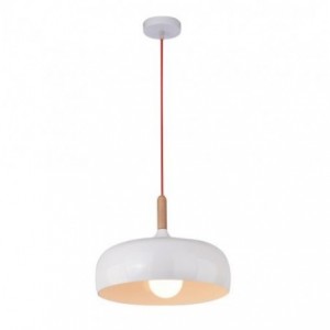 Pendant Light White and Wood 330mm 60W E27 230VAC