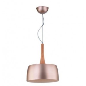 Wood and Aluminium Pendant Light 300mm Diameter 60W E27
