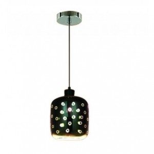 230VAC 40W 1XE27 Pendant 3D Glass/Chrome 180mm Dia