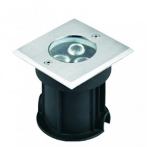 100-240VAC 3W Warm White Inground LED Square SS Light