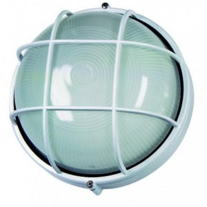 White Die Cast Bulkhead with Guard E27 100W IP44