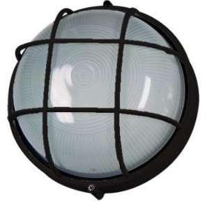 Black Die Cast Bulkhead with Guard E27 100W IP44