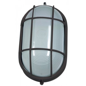 Black Die Cast Bulkhead with Guard E27 100W IP54