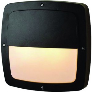 2x 60W Aluminium Bulkhead Rounded Square 50% Covered E27