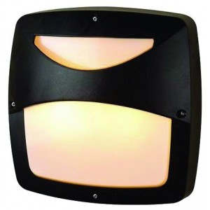 2x60W Aluminium Rounded Square Bulkhead with 30% Covered Pattern E27