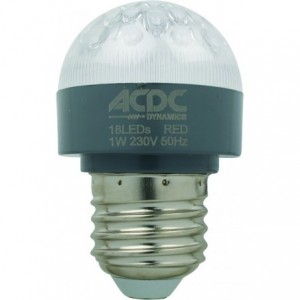 LED Lamp 1.3W E27 Red 12VAC/DC