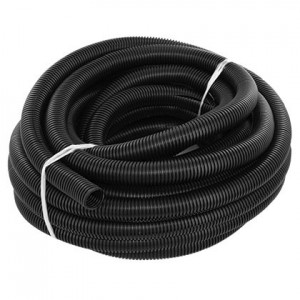 Black 7MM Id / 10MM Od Slit Pp Convoluted Tubing /100M