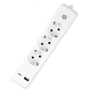 3-Way Schuko 16Amp Extender with USB and USB-C and 0.5M Cable