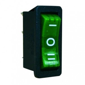 Green SPDT Rocker Switch 230V