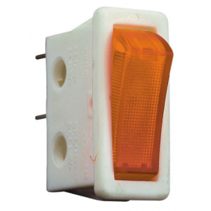 White SPST Rocker Switch with Amber Indicator