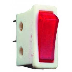White Rocker Switch SPST with Red 230V Lamp