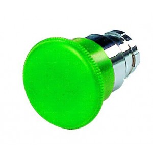Green Mushroom Push Button Spring Return Head 40mm