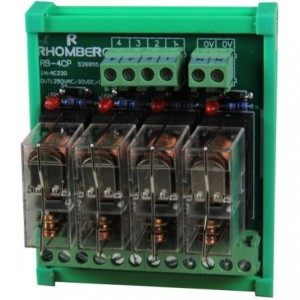 4-Way 1C/O 230VAC 10A Relay Board Closed Base