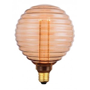 230VAC 4W Horizontal Rib Glass G130 Lamp E27 1800K Amber