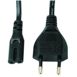 2.5A Black Cable with 2-Pin Euro Plug - 1.5 Metre