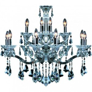 12 X 40W Black Chandelier (IRON/CRYSTAL/GLASS/CHROME)-E14