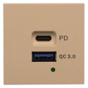 USB A+C Charging Socket 2M Champagne PD/QC3.0 45W Max